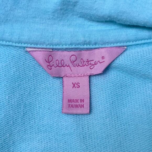 Lilly Pulitzer Skipper Popover Quarter Zip Sweatshirt Blue Lace Accents Women XS - Picture 3 of 5